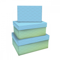 Набор прямоугольных коробок 3в1, MESHU 'Green-blue gradient', (19*12*7,5-15*10*5см)