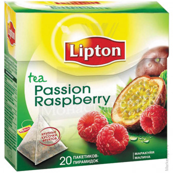 Чай Lipton Passion Raspberry, черный ароматизированный, 20*1,6г, пирам.пак