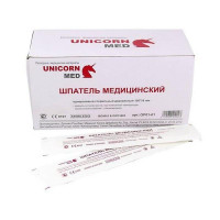 Шпатель терапевтический деревянный стерил.Unicornmed 100шт/уп, комплект 100 шт
