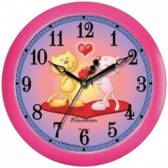 Часы настенные ход плавный, детские Камелия "Кошки", круглые, 29*29*3,5, розовая рамка