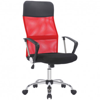 Кресло руководителя Helmi HL-E16 'Content', ткань/сетка/экокожа черная/красная, хром