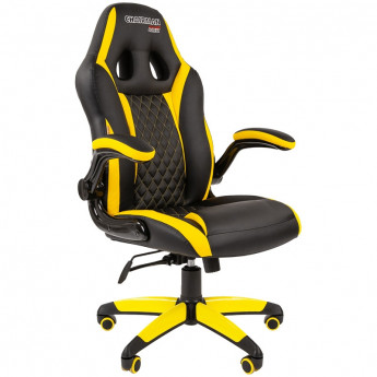 Кресло игровое Chairman 'Game 15', экокожа черная/желтая, механизм качания, откидные подлокотники
