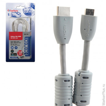 Кабель HDMI-mini HDMI, 1,8 м, BELSIS, M-M, 2 фильтра, для передачи цифрового аудио-видео, BW1754