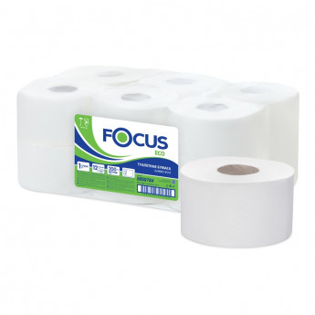 Бумага туалетная Focus Eco Jumbo, 1 слойн, 200 м/рул, тиснение, цвет белый, 12 шт/в уп