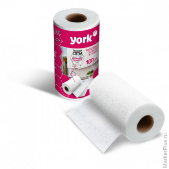 Салфетки универсальные York "Соты", 22,5*25 см, 100шт, в рулоне, 40 г/м2,30% вискоза, 70% полиэфир