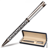 Ручка подарочная шариковая GALANT 'Locarno', корпус серебристый с черным, хромированные детали, пишущий узел 0,7 мм, синяя, 141667