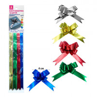 Бант-бабочка 1,2см для подарка, НАБОР 10шт, металлизированные цвета ассорти, ЗОЛОТАЯ СКАЗКА, 591837, комплект 10 шт