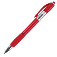 Ручка шариковая автоматическая с грипом BRAUBERG SUPER, СИНЯЯ, корпус красный, узел 0,7 мм, линия письма 0,35 мм., 143371
