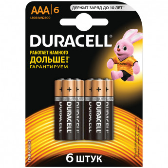 Батарейка Duracell Basic AAA (LR03) алкалиновая, 6BL, 6 шт/в уп