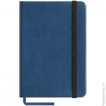 Записная книжка А6 96л., кожзам "Classic Velvet", синий, тонир.блок, ляссе, на резинке, карман