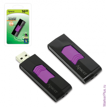 Флэш-диск 16 GB, APACER Handy Steno AH332, USB 2.0, черный, AP16GAH332B-1