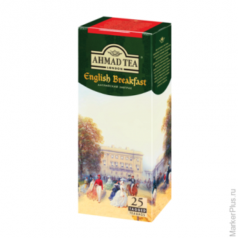 Чай AHMAD (Ахмад) "English Breakfast", черный, 25 пакетиков с ярлычками по 2 г, 590-012