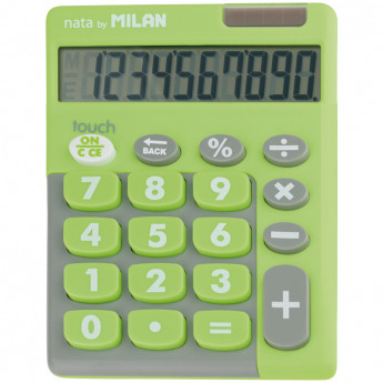 Калькулятор настольный 10 разрядов, двойное питание, 145*106*21 мм, зеленый/серый, блистер с европод