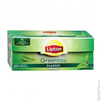 Чай LIPTON (Липтон) "Green Tea Classic", зеленый, 25 пакетиков по 1,7 г, 21075237