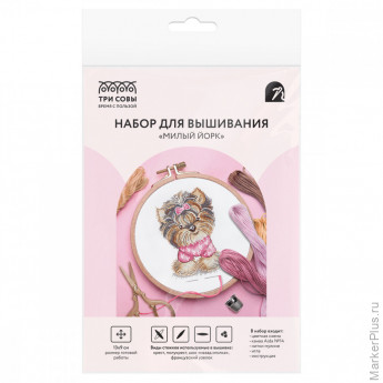Набор для вышивания крестиком ТРИ СОВЫ "Милый Йорк", 13*9см, пакет с европодвесом