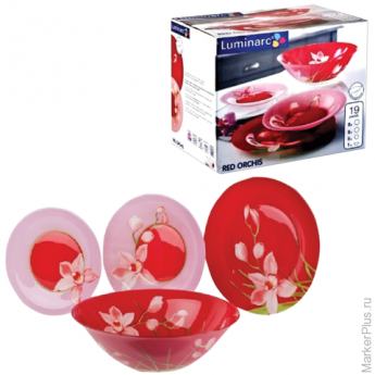Набор посуды столовый "Red Orchis", 19 предметов, красные узоры, LUMINARC, G0663