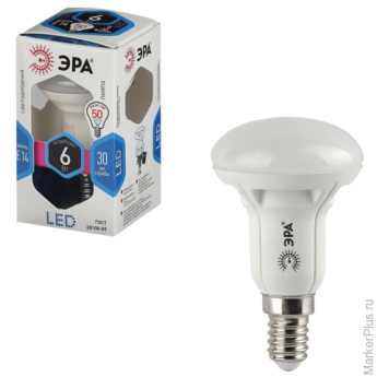 Лампа светодиодная ЭРА, 6 (50) Вт, цоколь E14, рефлектор, холодный белый свет, 30000 ч., LED smdR50-