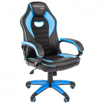 Кресло игровое Chairman 'Game 16', экокожа черная/голубая, ткань TW черная, механизм качания