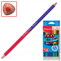 Карандаши двусторонние MAPED "Color'Peps Duo", 12 штук, 24 цвета, трехгранные, 829600, комплект 12 шт
