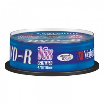 Носители информации Verbatim DVD-R 4,7Gb 16х Cake/25 43522
