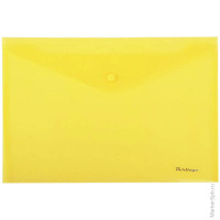 Папка-конверт на кнопке А4, 180мкм, желтая 5 шт/в уп