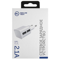 Зарядное устройство сетевое, 2 USB, 2.1А, Red Line NT-2A, бел, УТ000009405 Зарядное устройство сетевое, 2 USB, 2.1А, Red Line NT-2A, бел, УТ000009405