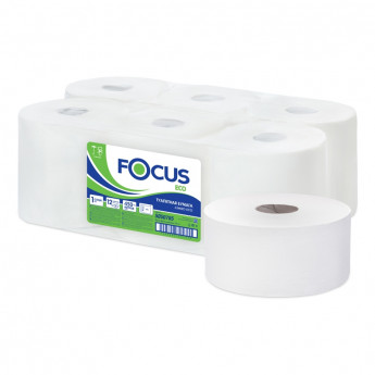 Бумага туалетная Focus Eco Jumbo, 1 слойн, 450 м/рул, тиснение, цвет белый, 12 шт/в уп