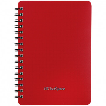 Записная книжка А6 60л. на гребне OfficeSpace "Base", красная пластиковая обложка 3 шт/в уп