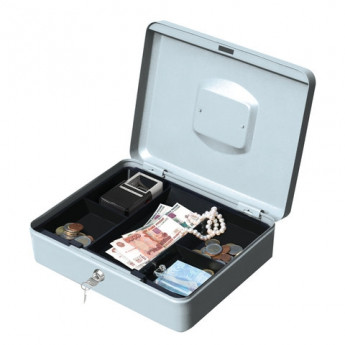 Ящик для денег, ценностей, документов, печатей, 90х240х300 мм, ключевой замок, серебристый, BRAUBERG, 291060