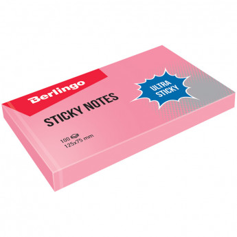 Самоклеящийся блок Berlingo 'Ultra Sticky', 125*75мм, 100л, пастель, розовый, 12 шт/в уп