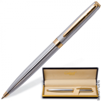 Ручка подарочная шариковая GALANT 'Marburg', корпус серебристый с гравировкой, золотистые детали, пишущий узел 0,7 мм, синяя, 141015