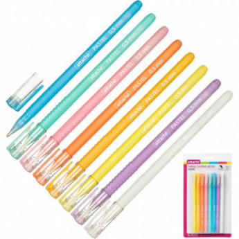Ручка гелевая Attache Pastel, 0,5мм, 8 цветов, неав., б/манж, 8 шт/наб., комплект 8 шт