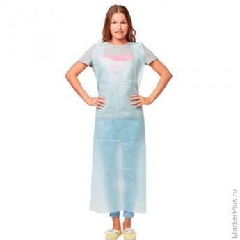 Фартук защитный одноразовый КОМПЛЕКТ 10 шт. ламинированный спанбонд 40 г/м2, ГЕКСА, голубой