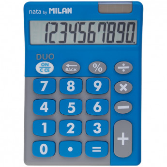 Калькулятор настольный 10 разрядов, двойное питание, 145*106*21 мм, голуб/серый, блистер с европод.