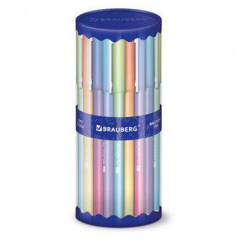Ручка шариковая BRAUBERG SOFT TOUCH GRIP 'GRADE PASTEL', СИНЯЯ, мягкое покрытие, ассорти, узел 0,7 мм, 143711