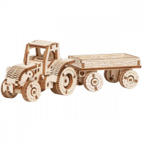 Конструктор деревянный ТРИ СОВЫ 'Трактор с телегой', 14,5*4,5*5 см, 92 детали, пакет с еврослотом