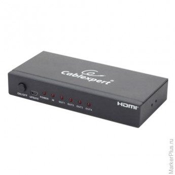 Разветвитель HDMI CABLEXPERT, F-F, 4-портовый, для передачи цифрового аудио-видео, каскадируемый, DSP-4PH4-02