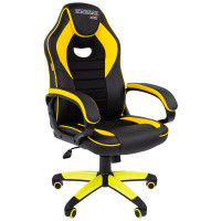 Кресло игровое Chairman "Game 16", экокожа черная/желтая, ткань TW черная, механизм качания