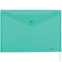 Папка-конверт на кнопке А4, 180мкм, зеленая