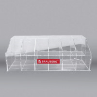 Подставка под письменные принадлежности BRAUBERG, 12 отделений, 15х41х12 см, оргстекло, 505924