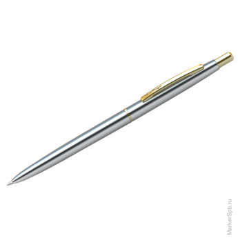 Ручка шариковая "Golden Prestige" синяя, 0,7мм, корпус хром/золото, автоматическая, пластик.футляр