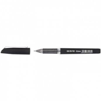 Ручка гелевая Attache черный, 0,5мм нубук. корпус, метал. клип