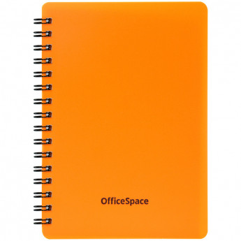 Записная книжка А6 60л. на гребне OfficeSpace "Neon", оранжевая пластиковая обложка 3 шт/в уп