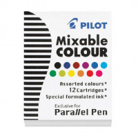 Чернила Чернильный картридж PILOT Parallel Pen 12 цветов 12 шт/уп IC-P3-AST, комплект 12 шт