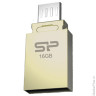 Флэш-диск 16 GB, SILICON POWER X10 OTG+USB, золотистый, SP16GBUF2X10V1C
