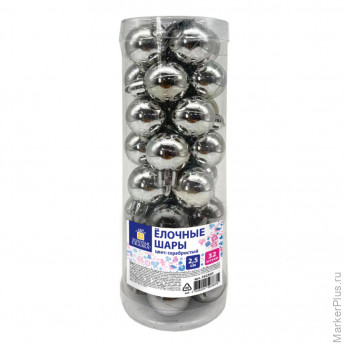 Шары ёлочные 32 шт, 2,5 см, "Tender Shine", пластик, серебристые, глянец, ЗОЛОТАЯ СКАЗКА, 592501