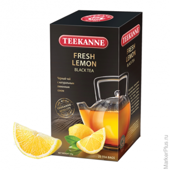 Чай TEEKANNE (Тикане) "Fresh Lemon", черный, лимон, 25 пакетиков по 2 г