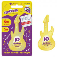 Корректирующая лента ЮНЛАНДИЯ 'ГИТАРА', 5 мм х 6 м, корпус желтый, блистер, 227798