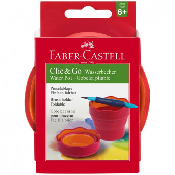 Стакан для воды Faber-Castell 'Clic&Go', красный, 3 шт/в уп