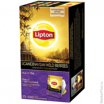 Чай Lipton Discovery Scandinavian Wild Berries, черный, 25 пакетиков по 1,6гр.